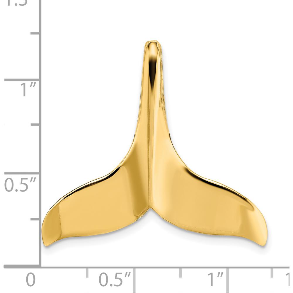 14K Yellow Gold Large 3D Whale Tail Omega Slide Pendant with Hidden Bail by Oro Pregiato