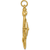 14K Yellow Gold Large Anchor Pendant with Nautical Compass - 56.5mm Polished Finish by Oro Pregiato