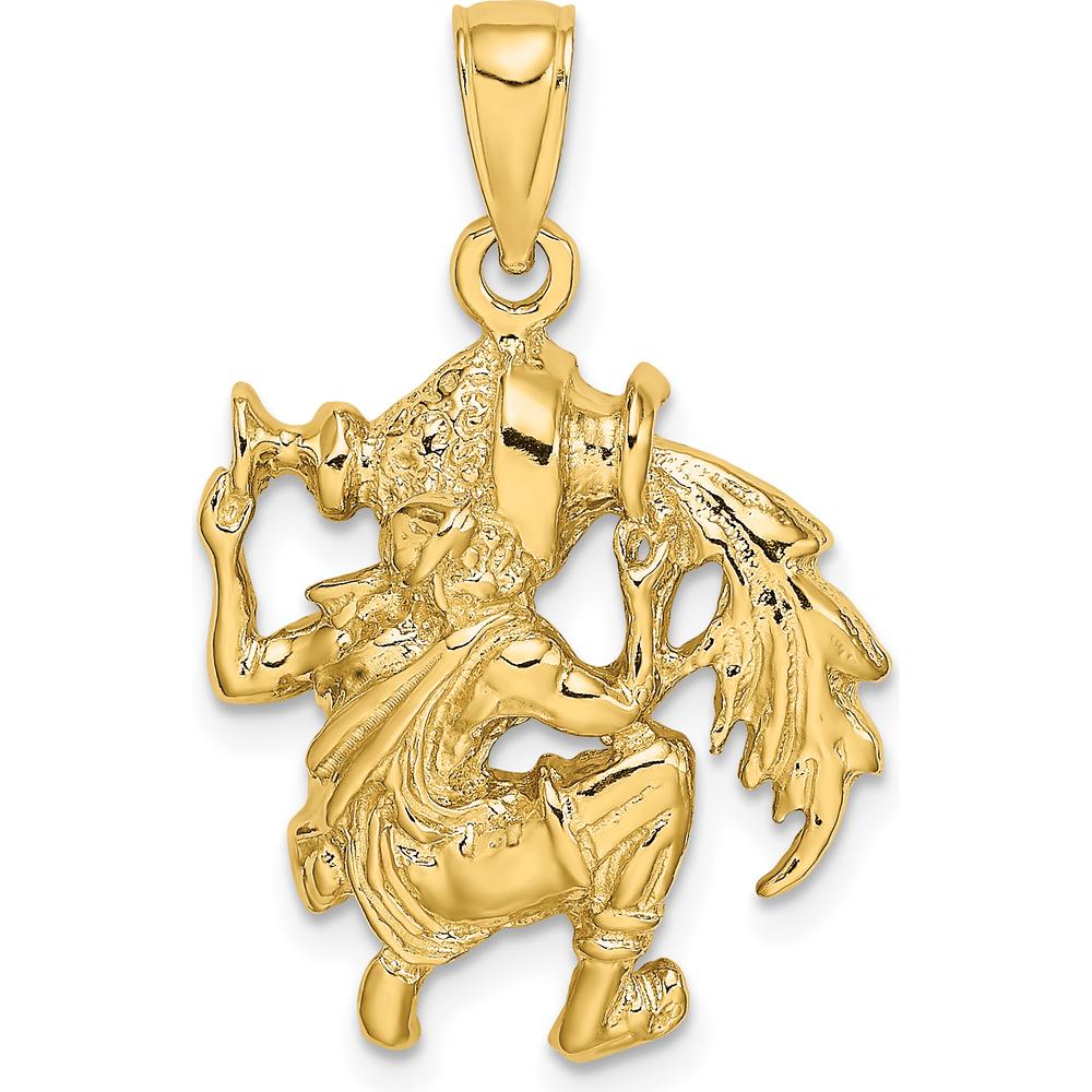 14K Yellow Gold Large Aquarius Zodiac Charm - Polished and Textured Water-Bearer Design by Oro Pregiato
