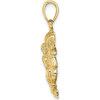 14K Yellow Gold Large Aquarius Zodiac Charm - Polished and Textured Water-Bearer Design by Oro Pregiato
