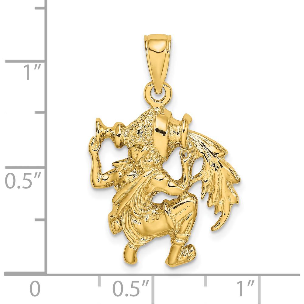 14K Yellow Gold Large Aquarius Zodiac Charm - Polished and Textured Water-Bearer Design by Oro Pregiato
