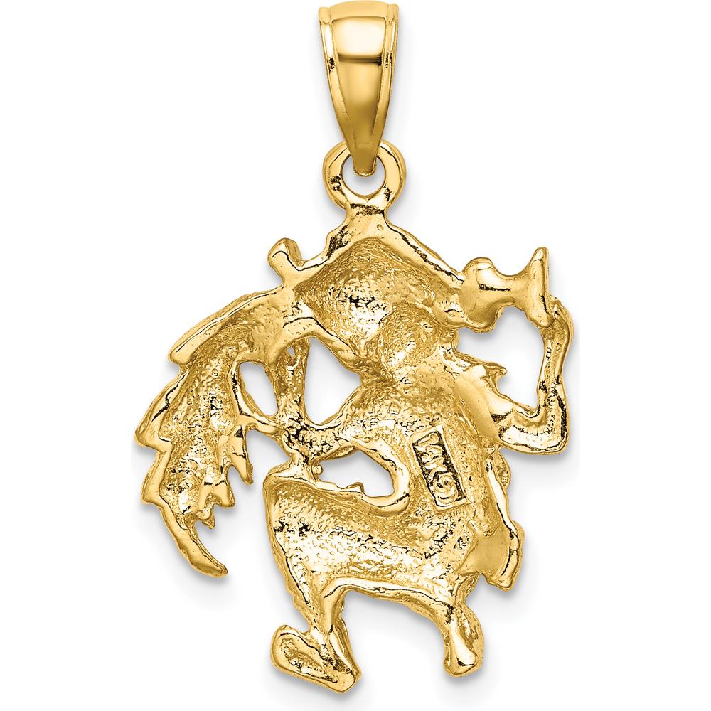 14K Yellow Gold Large Aquarius Zodiac Charm - Polished and Textured Water-Bearer Design by Oro Pregiato