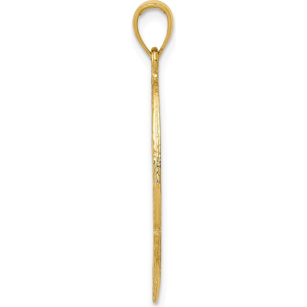 14K Yellow Gold Large Badge Pendant with Engravable Area and Textured Finish by Oro Pregiato
