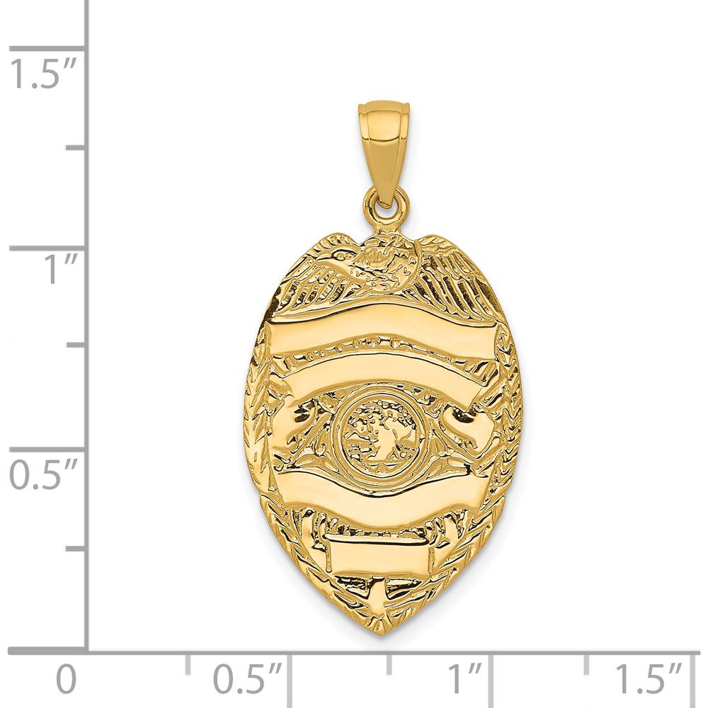 14K Yellow Gold Large Badge Pendant with Engravable Area and Textured Finish by Oro Pregiato