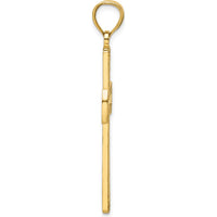 14K Yellow Gold Large Beaded Cross Pendant with Polished Finish by Oro Pregiato
