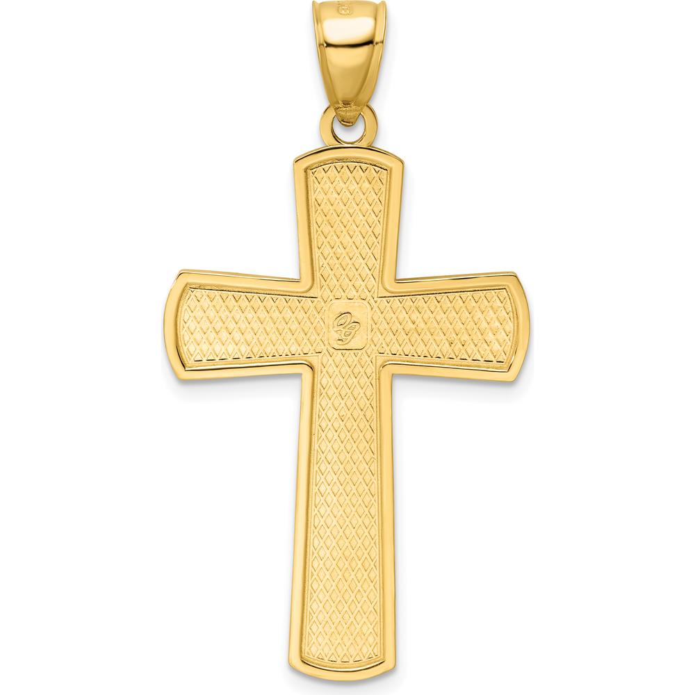 14K Yellow Gold Large Beaded Cross Pendant with Polished Finish by Oro Pregiato