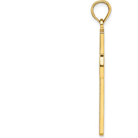 14K Yellow Gold Large Beaded Cut-out Cross Pendant with Textured Back - 44.33mm Length by Oro Pregiato