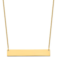 14K Yellow Gold Large Blank Bar Necklace - Customizable Pendant by Oro Pregiato