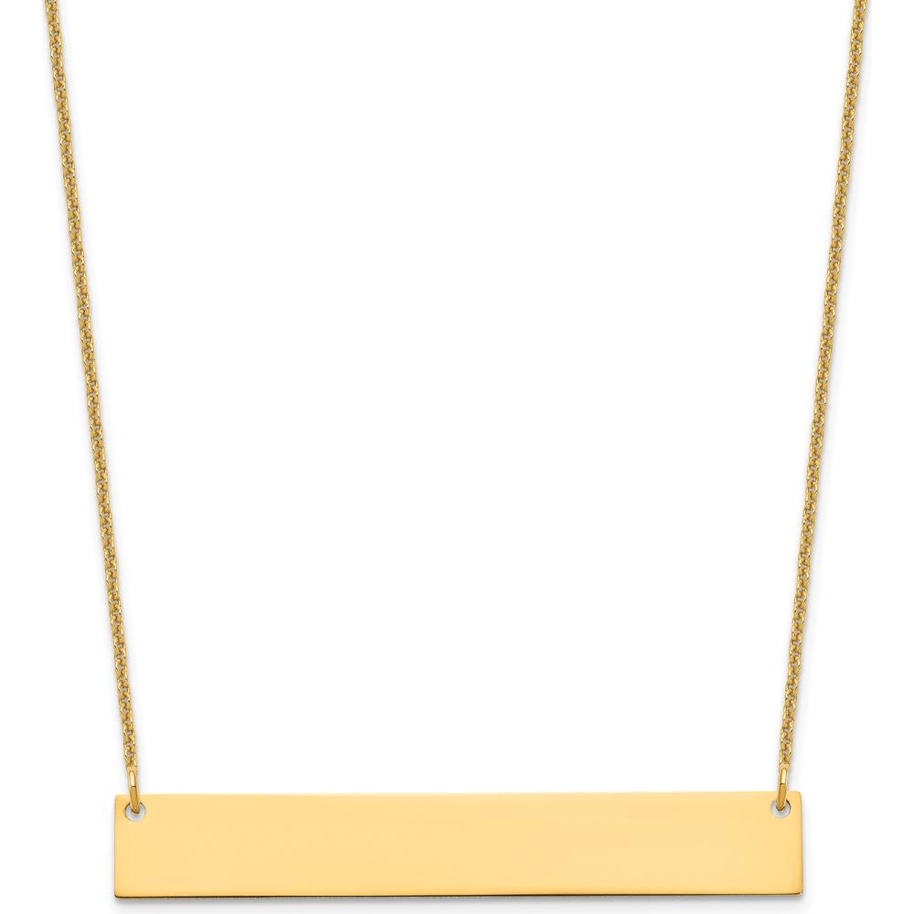 14K Yellow Gold Large Blank Bar Necklace - Customizable Pendant by Oro Pregiato