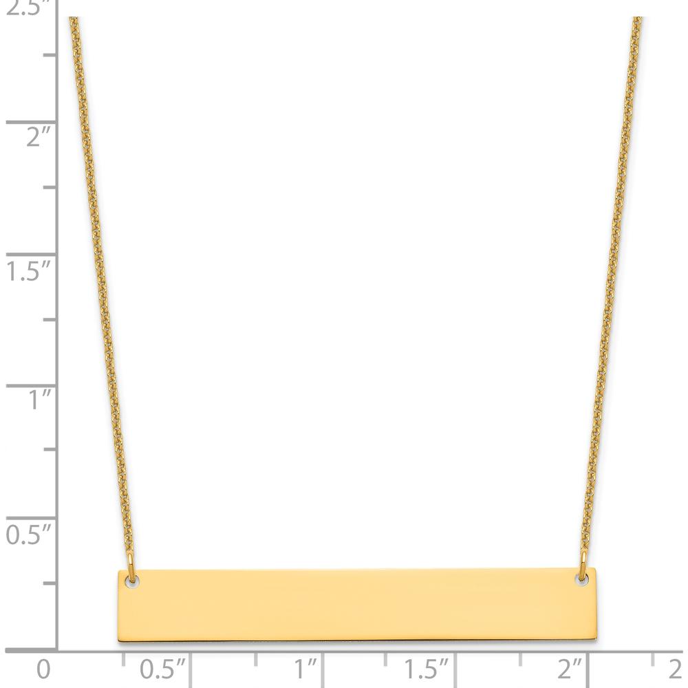 14K Yellow Gold Large Blank Bar Necklace - Customizable Pendant by Oro Pregiato