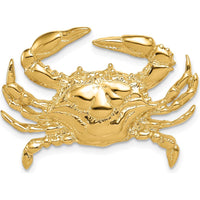14K Yellow Gold Large Blue Crab Omega Slide Pendant - Solid Polished Gold Design by Oro Pregiato