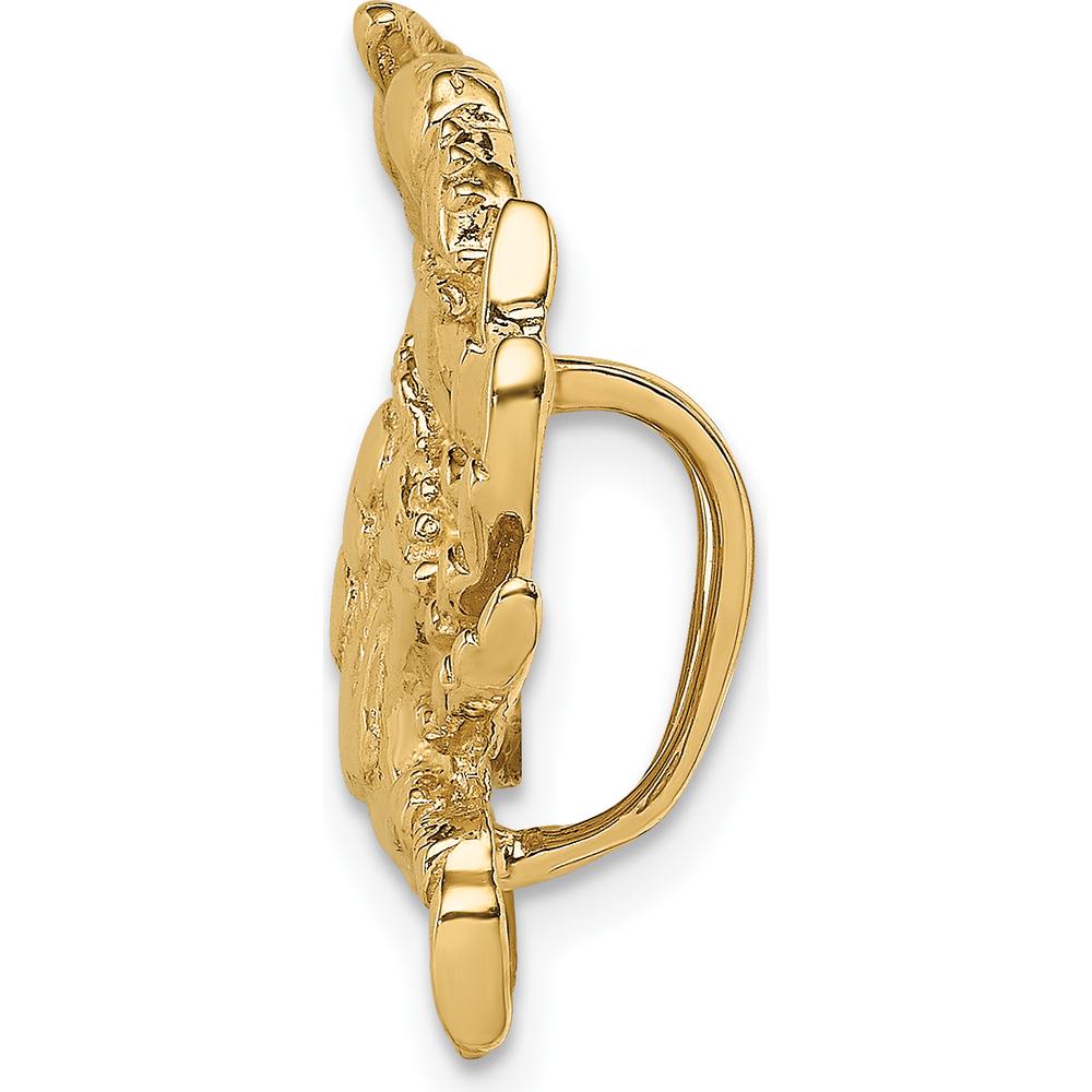 14K Yellow Gold Large Blue Crab Omega Slide Pendant - Solid Polished Gold Design by Oro Pregiato