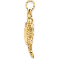 14K Yellow Gold Large Blue Crab Pendant with Polished Finish by Oro Pregiato
