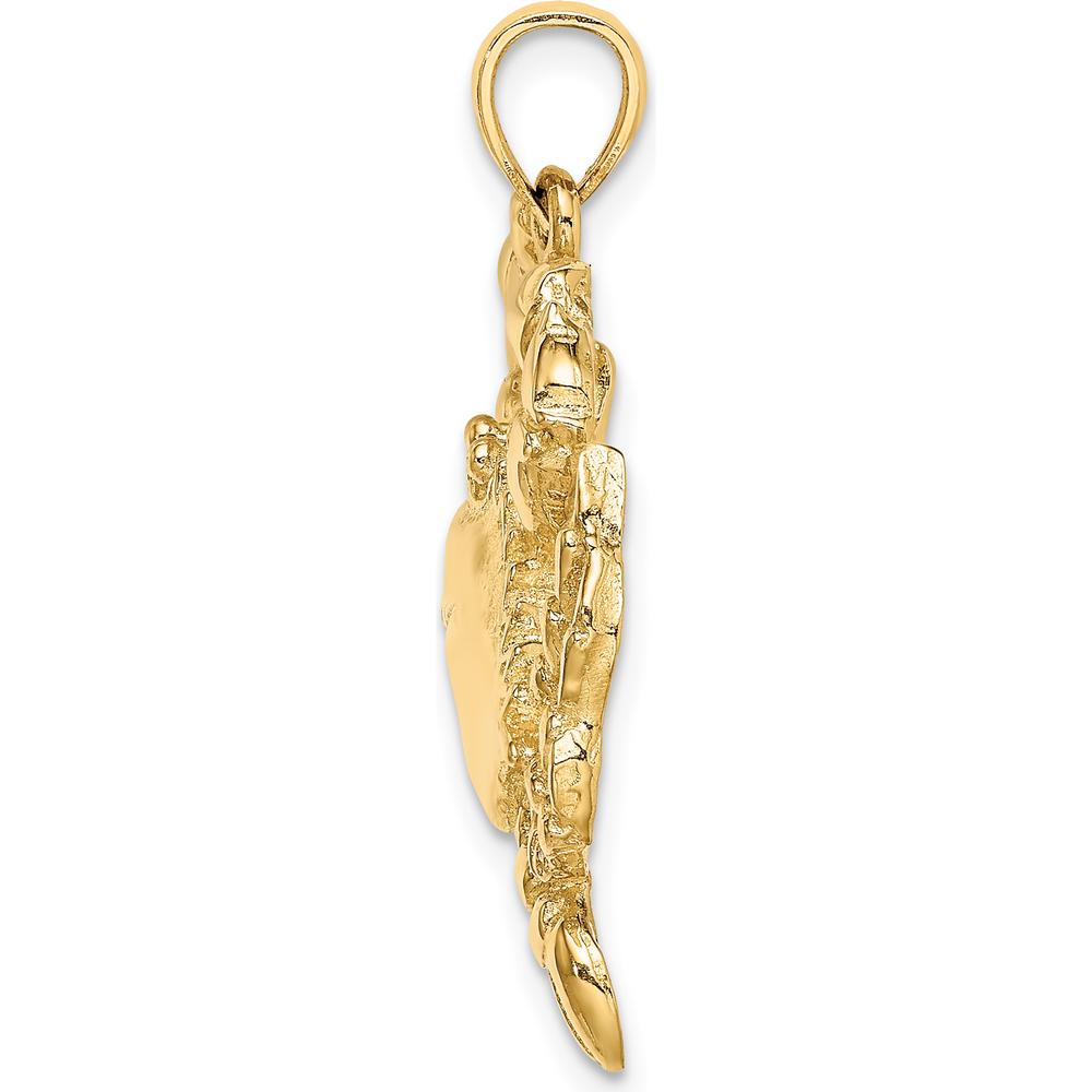 14K Yellow Gold Large Blue Crab Pendant with Polished Finish by Oro Pregiato