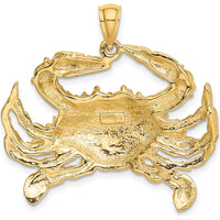14K Yellow Gold Large Blue Crab Pendant with Polished Finish by Oro Pregiato