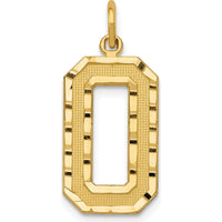 14K Yellow Gold Large Brushed Diamond-Cut Number 0 Charm by Oro Pregiato