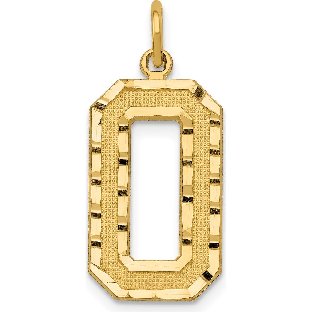 14K Yellow Gold Large Brushed Diamond-Cut Number 0 Charm by Oro Pregiato