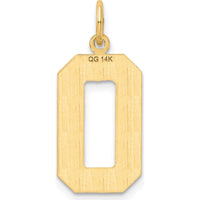 14K Yellow Gold Large Brushed Diamond-Cut Number 0 Charm by Oro Pregiato