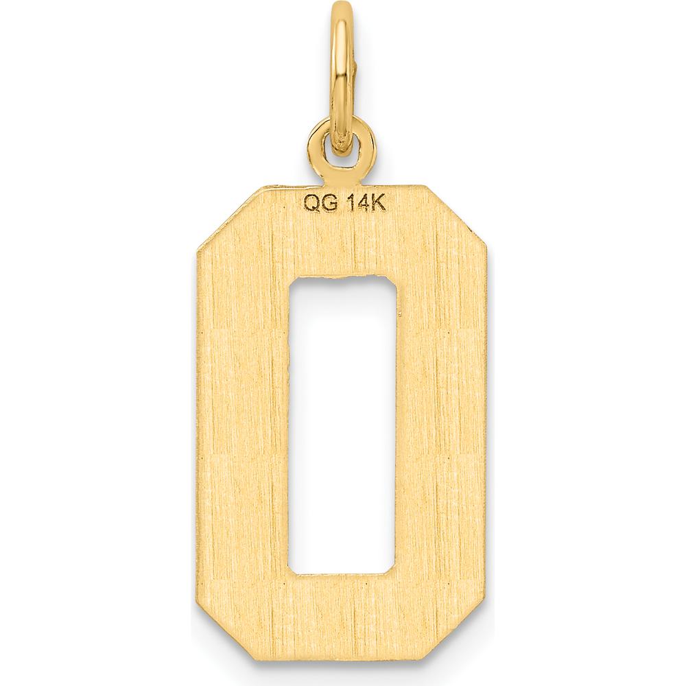 14K Yellow Gold Large Brushed Diamond-Cut Number 0 Charm by Oro Pregiato