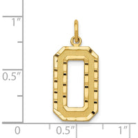 14K Yellow Gold Large Brushed Diamond-Cut Number 0 Charm by Oro Pregiato