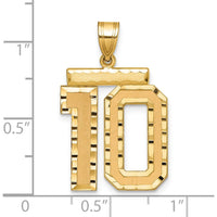 14K Yellow Gold Large Brushed Diamond-Cut Number 10 Charm - Bold Geometric Pendant by Oro Pregiato