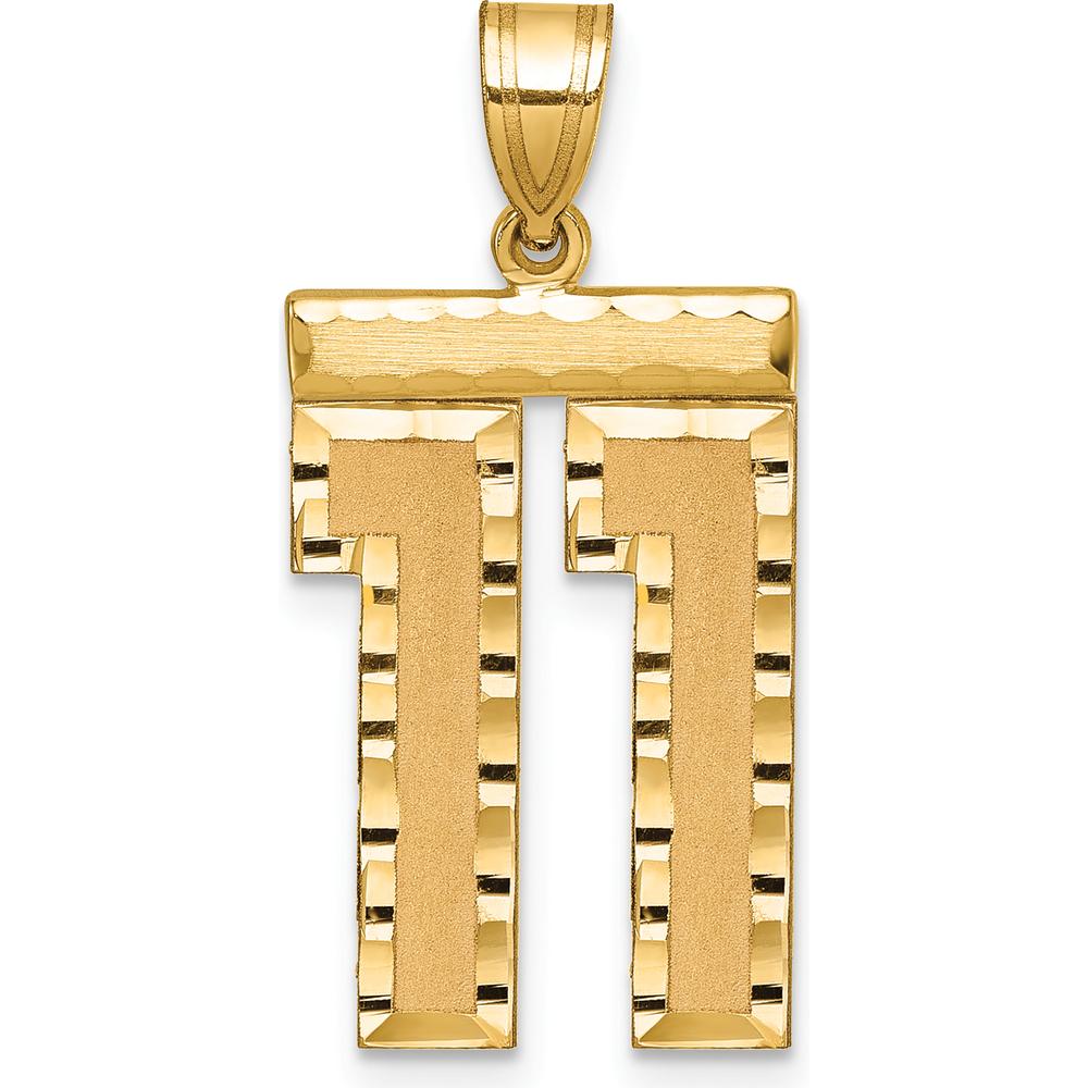 14K Yellow Gold Large Brushed Diamond-Cut Number 11 Pendant by Oro Pregiato