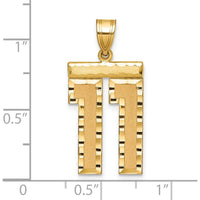14K Yellow Gold Large Brushed Diamond-Cut Number 11 Pendant by Oro Pregiato