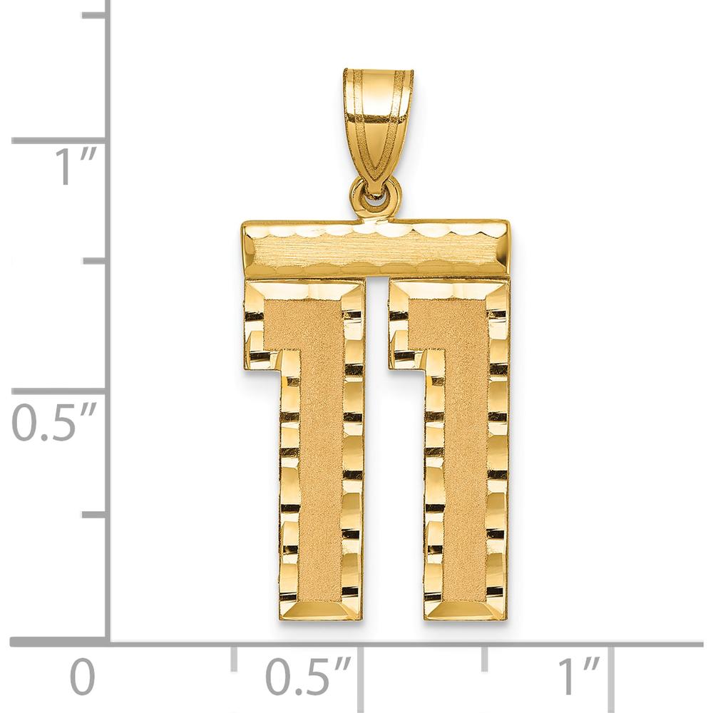 14K Yellow Gold Large Brushed Diamond-Cut Number 11 Pendant by Oro Pregiato