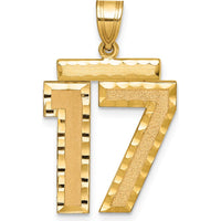 14K Yellow Gold Large Brushed Diamond-Cut Number 17 Charm Pendant by Oro Pregiato