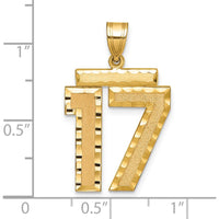 14K Yellow Gold Large Brushed Diamond-Cut Number 17 Charm Pendant by Oro Pregiato