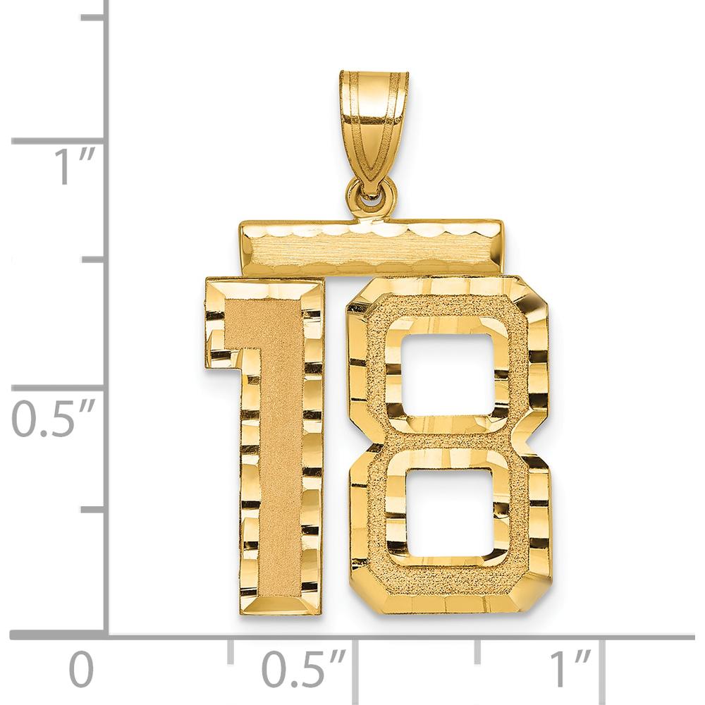 14K Yellow Gold Large Brushed Diamond-Cut Number 18 Charm by Oro Pregiato