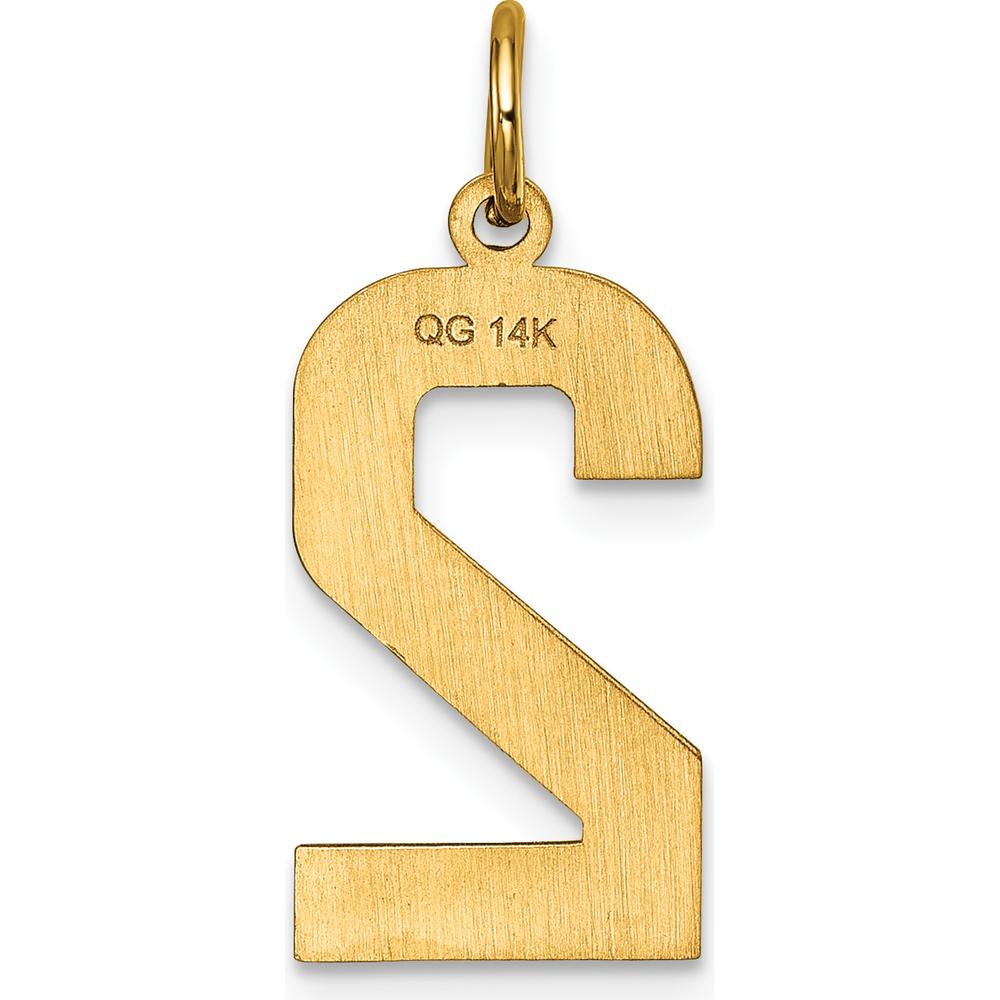 14K Yellow Gold Large Brushed Diamond-Cut Number 2 Charm - 20.52mm Length by Oro Pregiato