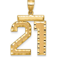 14K Yellow Gold Large Brushed Diamond-Cut Number 21 Charm by Oro Pregiato