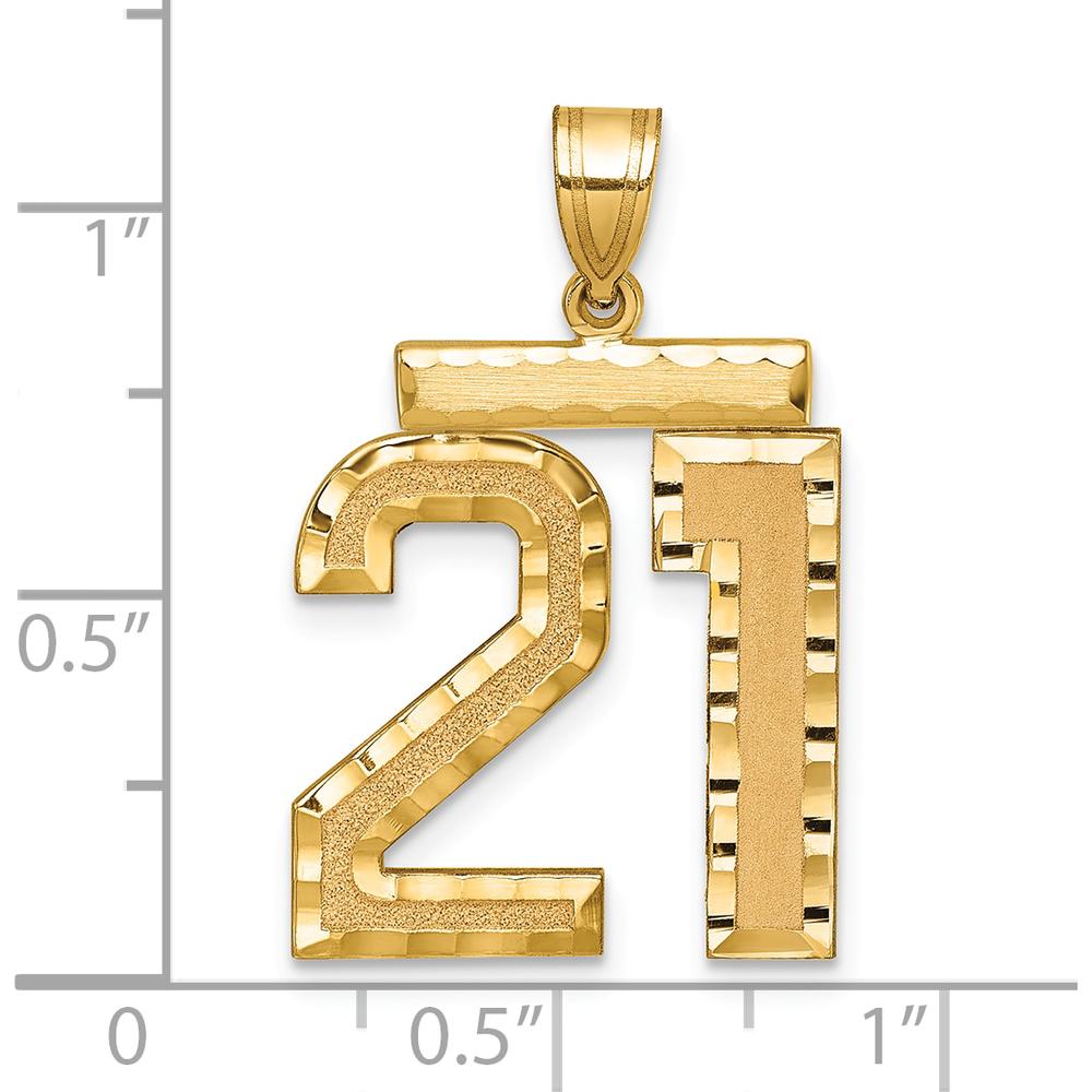 14K Yellow Gold Large Brushed Diamond-Cut Number 21 Charm by Oro Pregiato