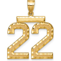 14K Yellow Gold Large Brushed Diamond-Cut Number 22 Charm by Oro Pregiato