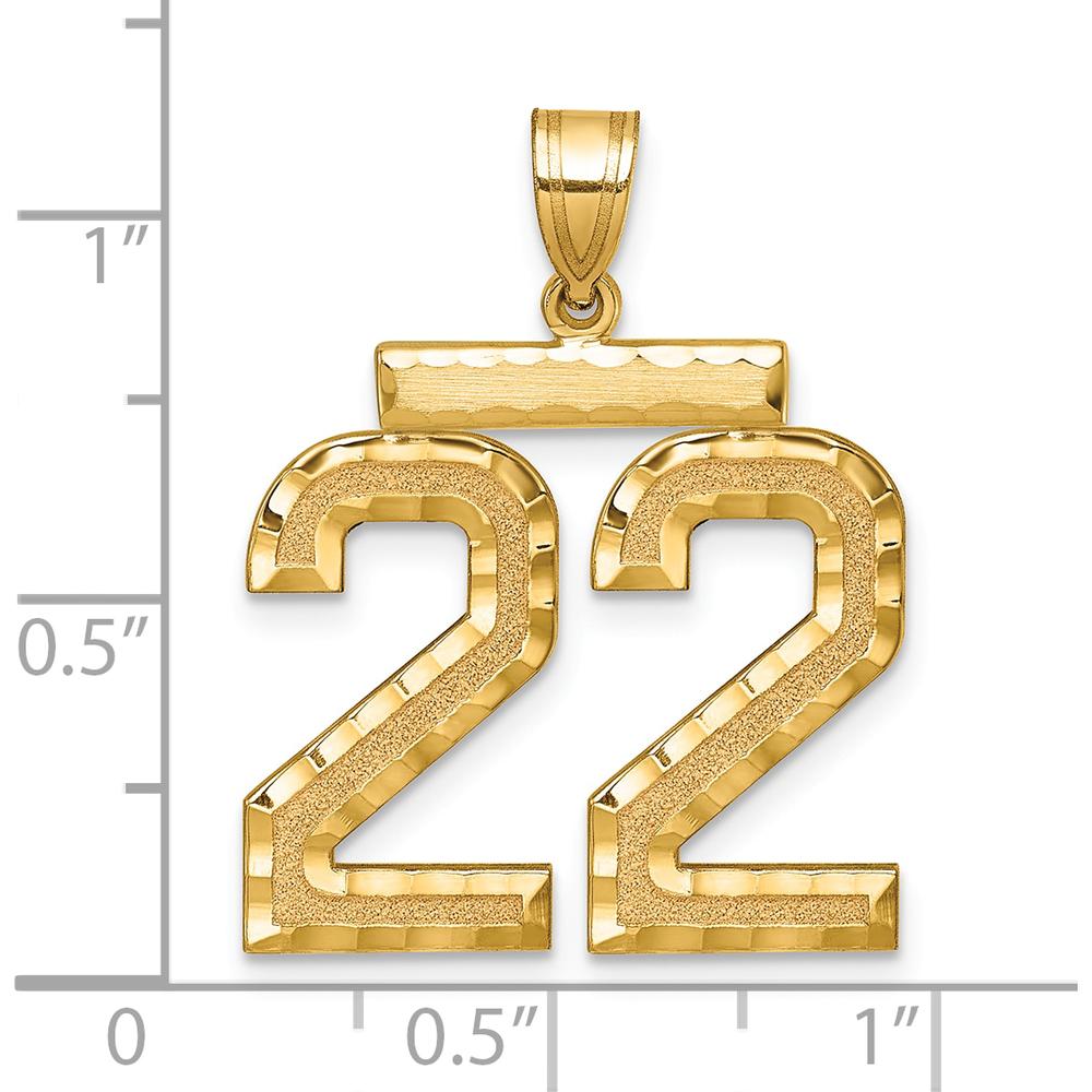 14K Yellow Gold Large Brushed Diamond-Cut Number 22 Charm by Oro Pregiato