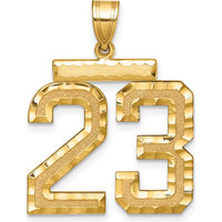 14K Yellow Gold Large Brushed Diamond-Cut Number 23 Charm by Oro Pregiato