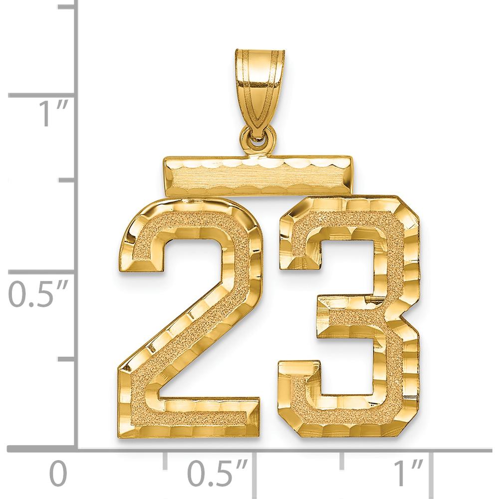 14K Yellow Gold Large Brushed Diamond-Cut Number 23 Charm by Oro Pregiato