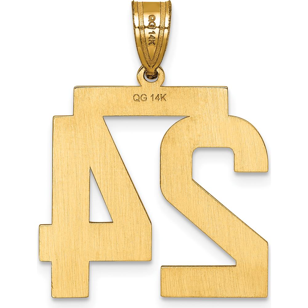 14K Yellow Gold Large Brushed Diamond-Cut Number 24 Charm by Oro Pregiato