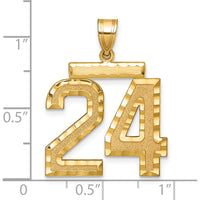 14K Yellow Gold Large Brushed Diamond-Cut Number 24 Charm by Oro Pregiato
