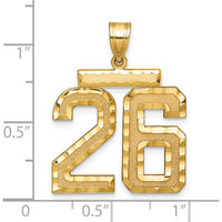 14K Yellow Gold Large Brushed Diamond-cut Number 26 Charm by Oro Pregiato