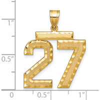 14K Yellow Gold Large Brushed Diamond-Cut Number 27 Charm by Oro Pregiato