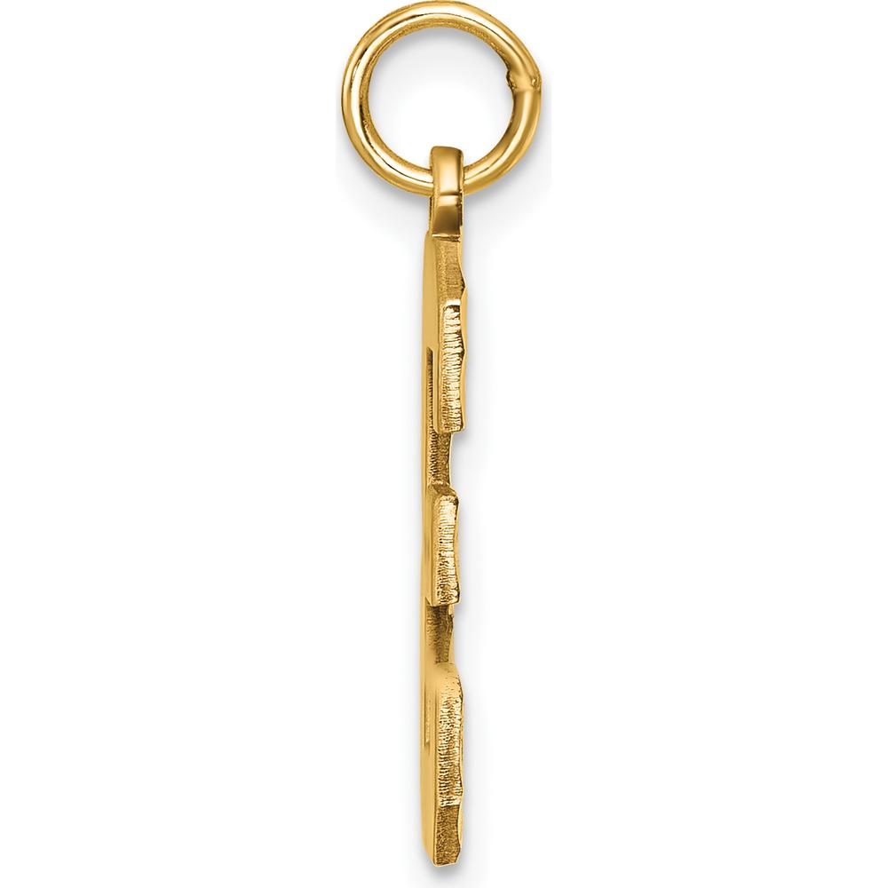 14K Yellow Gold Large Brushed Diamond-Cut Number 3 Charm by Oro Pregiato
