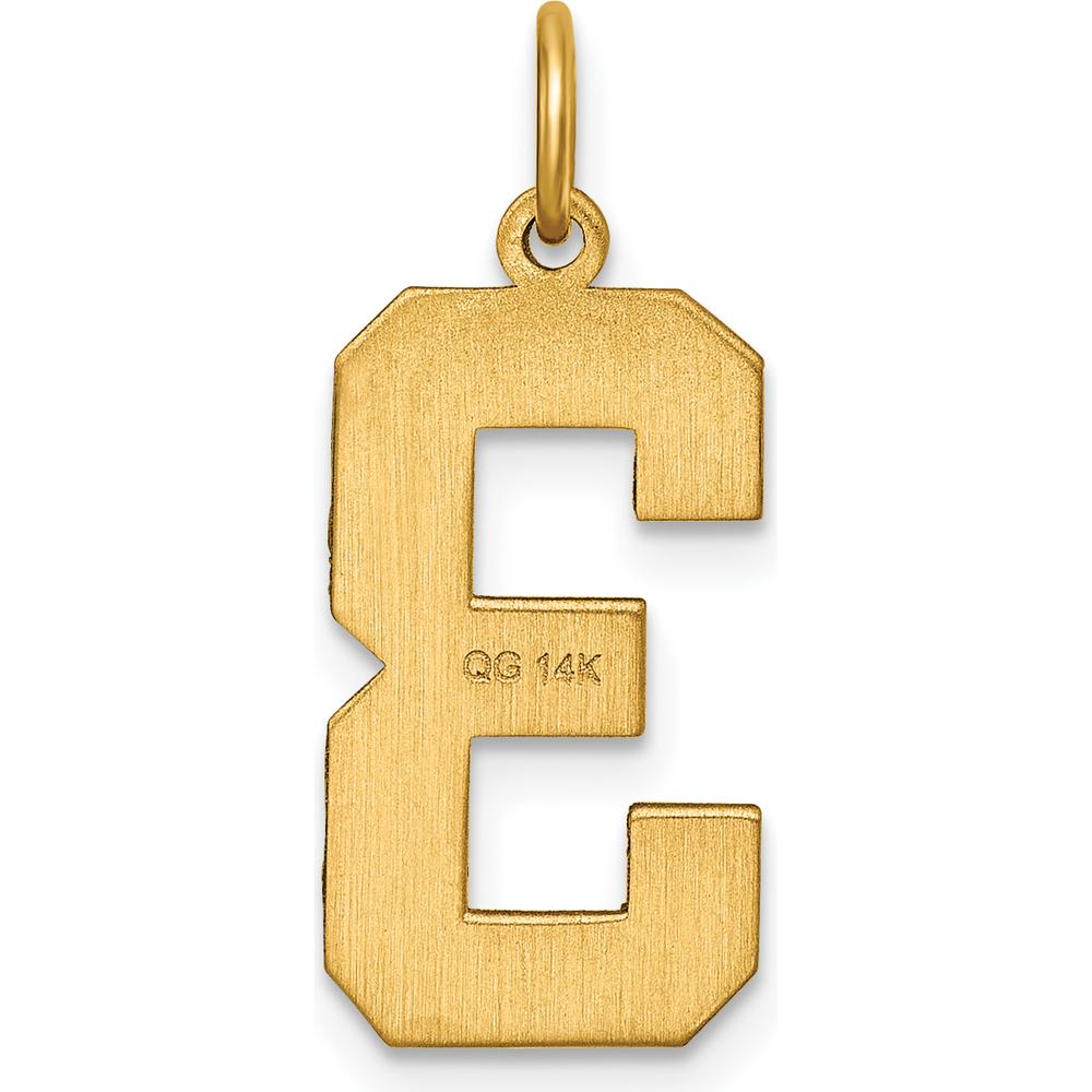 14K Yellow Gold Large Brushed Diamond-Cut Number 3 Charm by Oro Pregiato