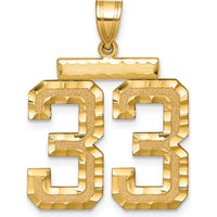 14K Yellow Gold Large Brushed Diamond-Cut Number 33 Charm by Oro Pregiato