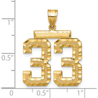 14K Yellow Gold Large Brushed Diamond-Cut Number 33 Charm by Oro Pregiato