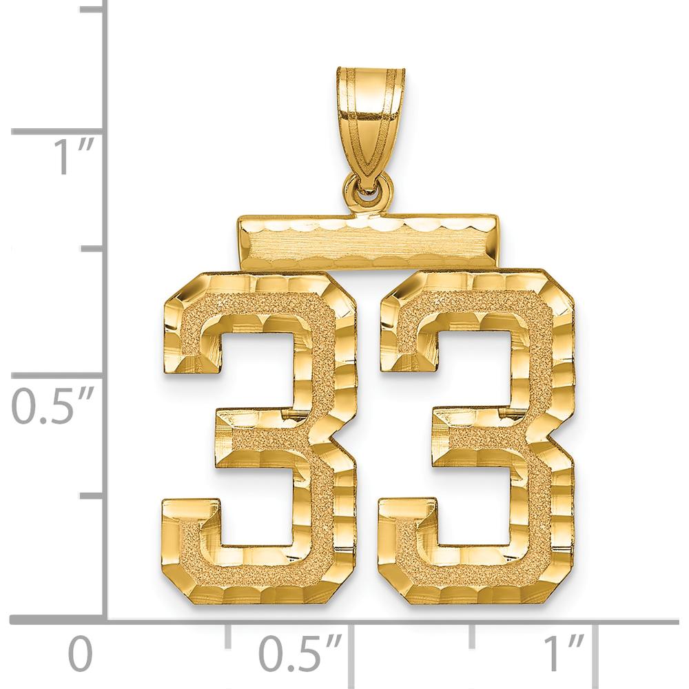 14K Yellow Gold Large Brushed Diamond-Cut Number 33 Charm by Oro Pregiato