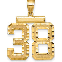 14K Yellow Gold Large Brushed Diamond-Cut Number 38 Charm by Oro Pregiato