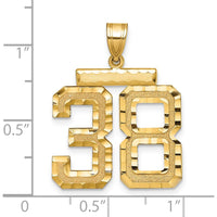 14K Yellow Gold Large Brushed Diamond-Cut Number 38 Charm by Oro Pregiato