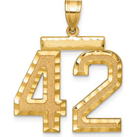 14K Yellow Gold Large Brushed Diamond-cut Number 42 Charm by Oro Pregiato